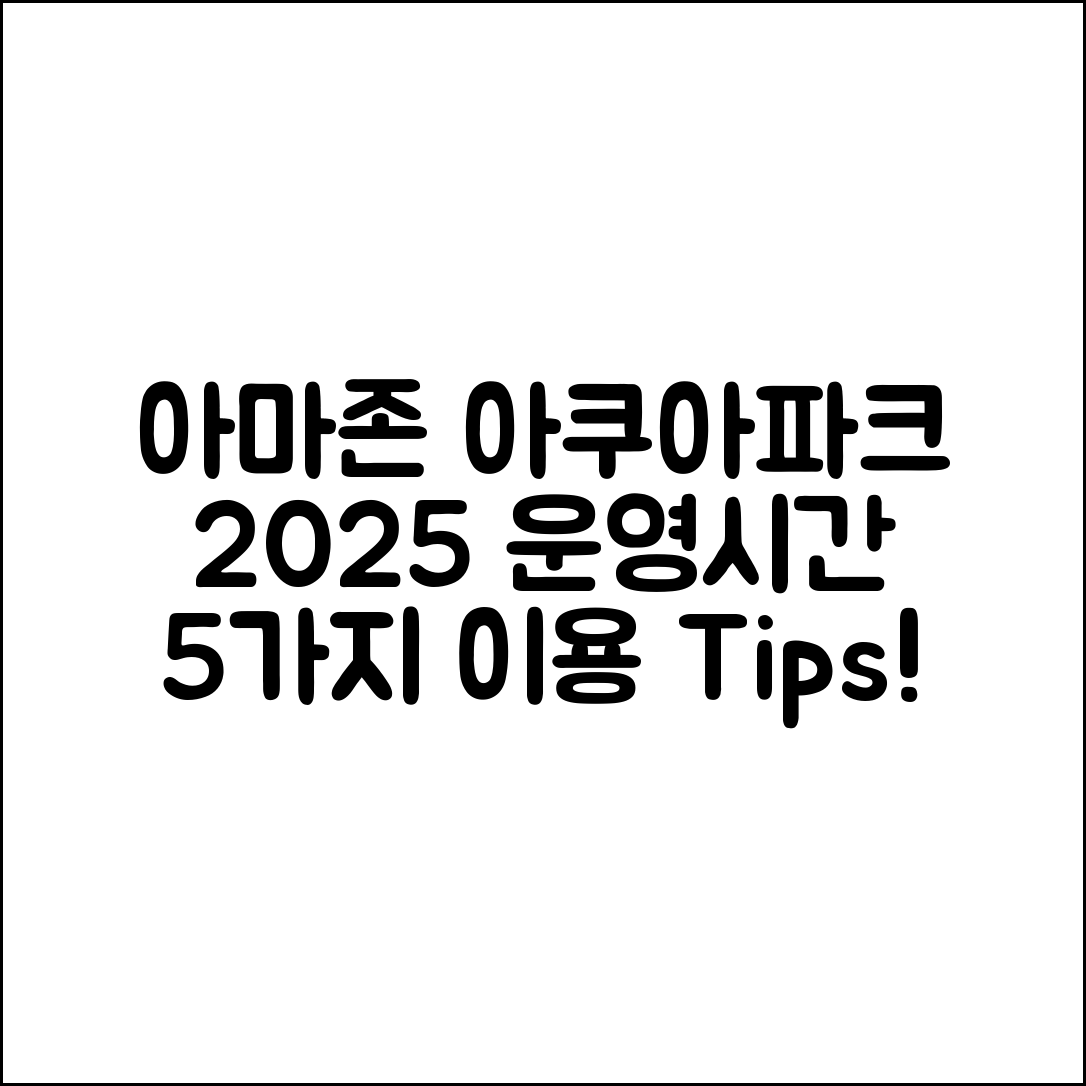 아마존 아쿠아파크 완주 2025 운영시간과 이용요금 5가지 팁