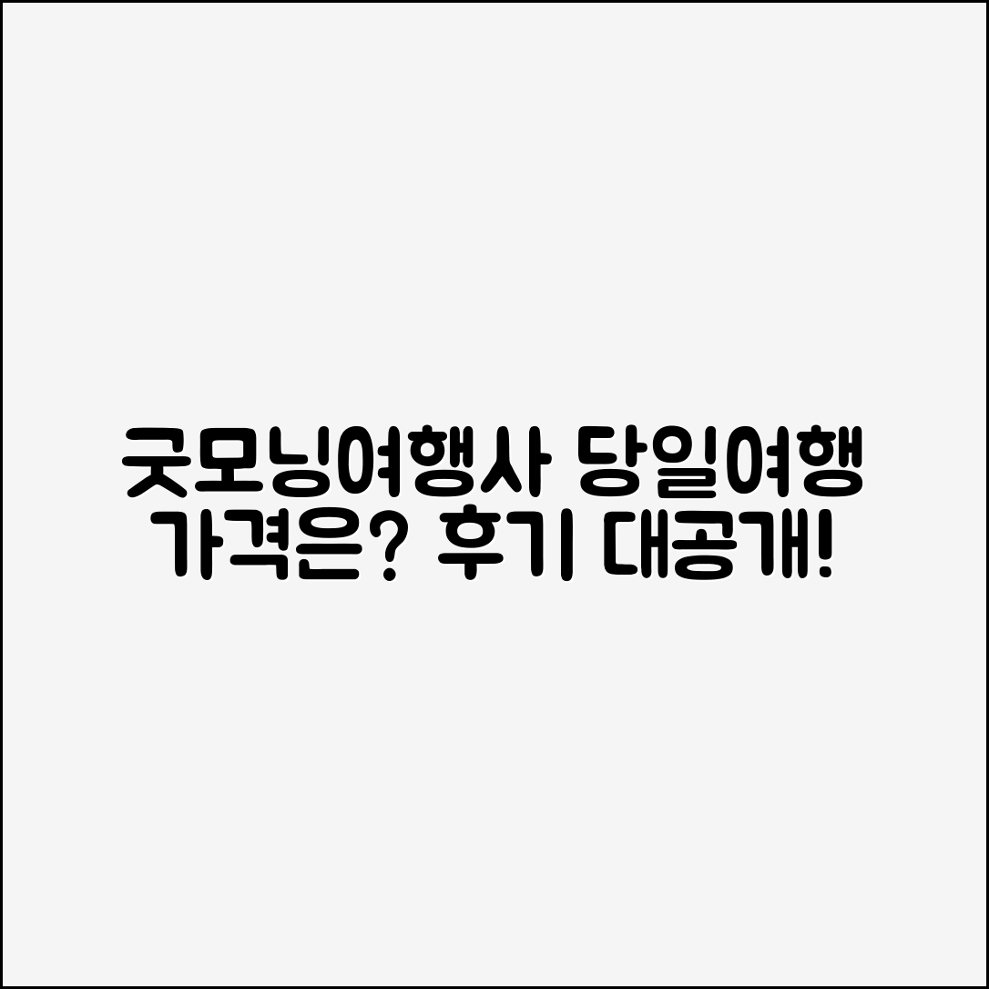 굿모닝여행사 당일여행, 가격과 후기는 어떤가요?