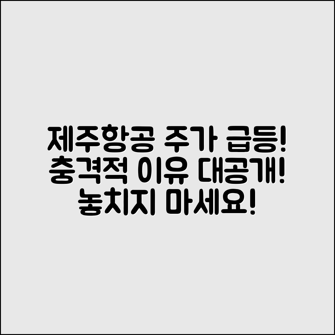 충격적인 제주항공주가의 급등 이유 공개!