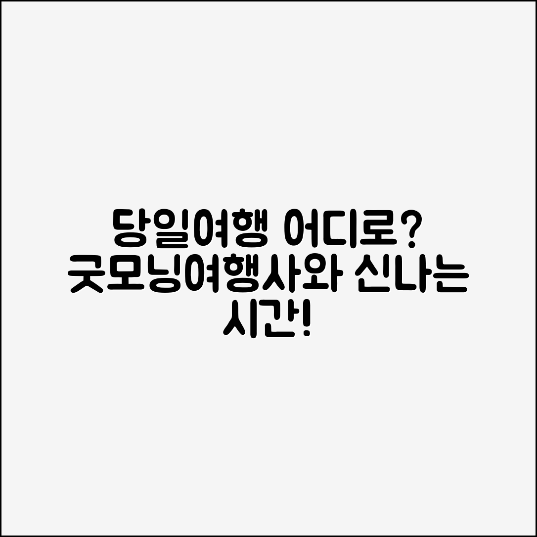 굿모닝여행사 당일여행, 어디로 떠날까요?