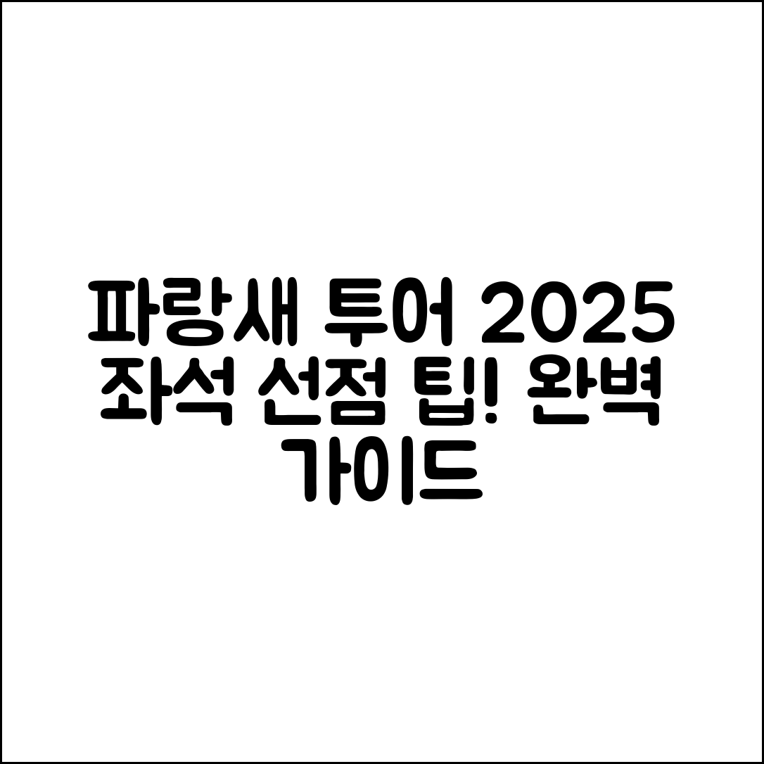 파랑새 투어 2025 완벽 가이드: 좌석선점 팁!