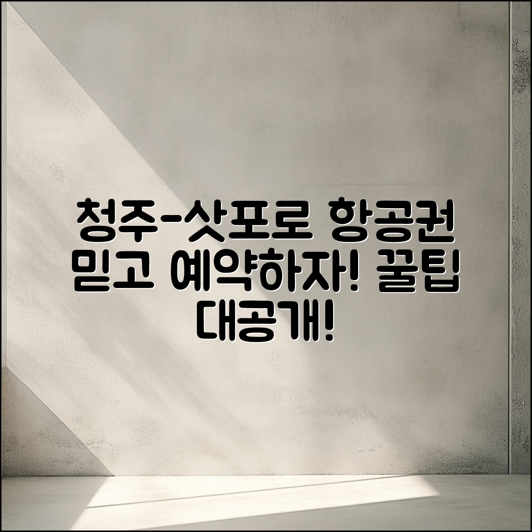 믿을 수 없는 청주삿포로 항공권 예약 꿀팁!