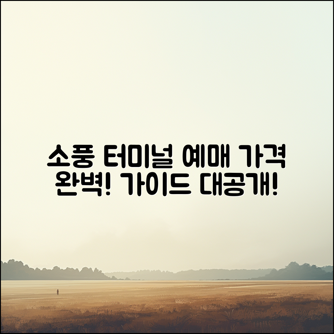 소풍 터미널 예매 가격 완벽 가이드