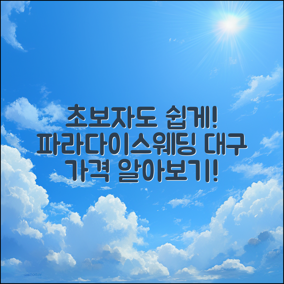 초보자도 쉽게 알아보는 파라다이스웨딩 대구 가격