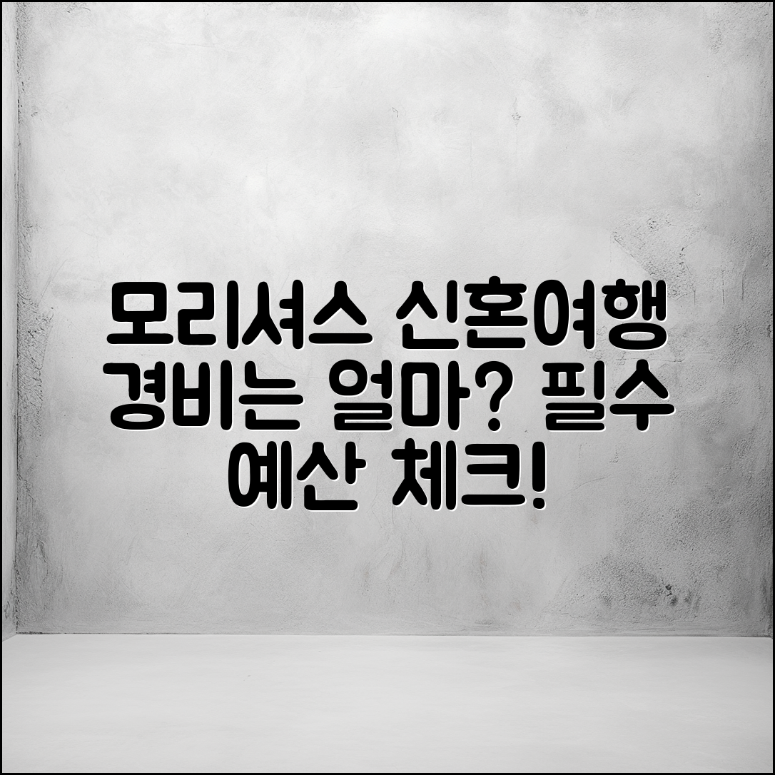 모리셔스신혼 여행 경비, 얼마가 필요할까요?