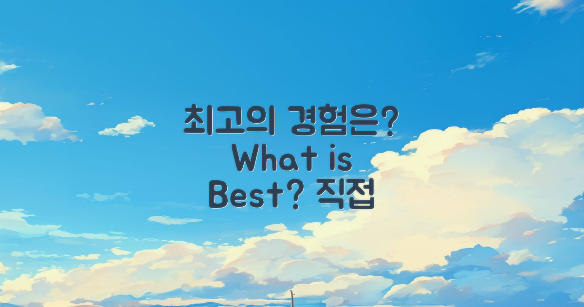 최고의 경험은 무엇일까?