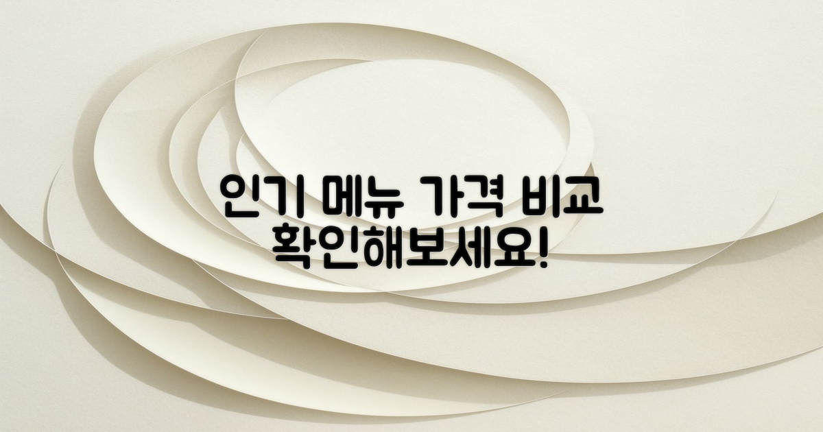 인기 메뉴와 가격 비교