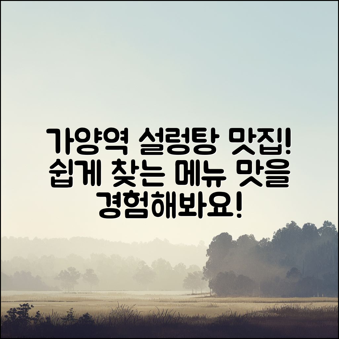 가양역설렁탕 맛집, 누구나 쉽게 찾는 메뉴!