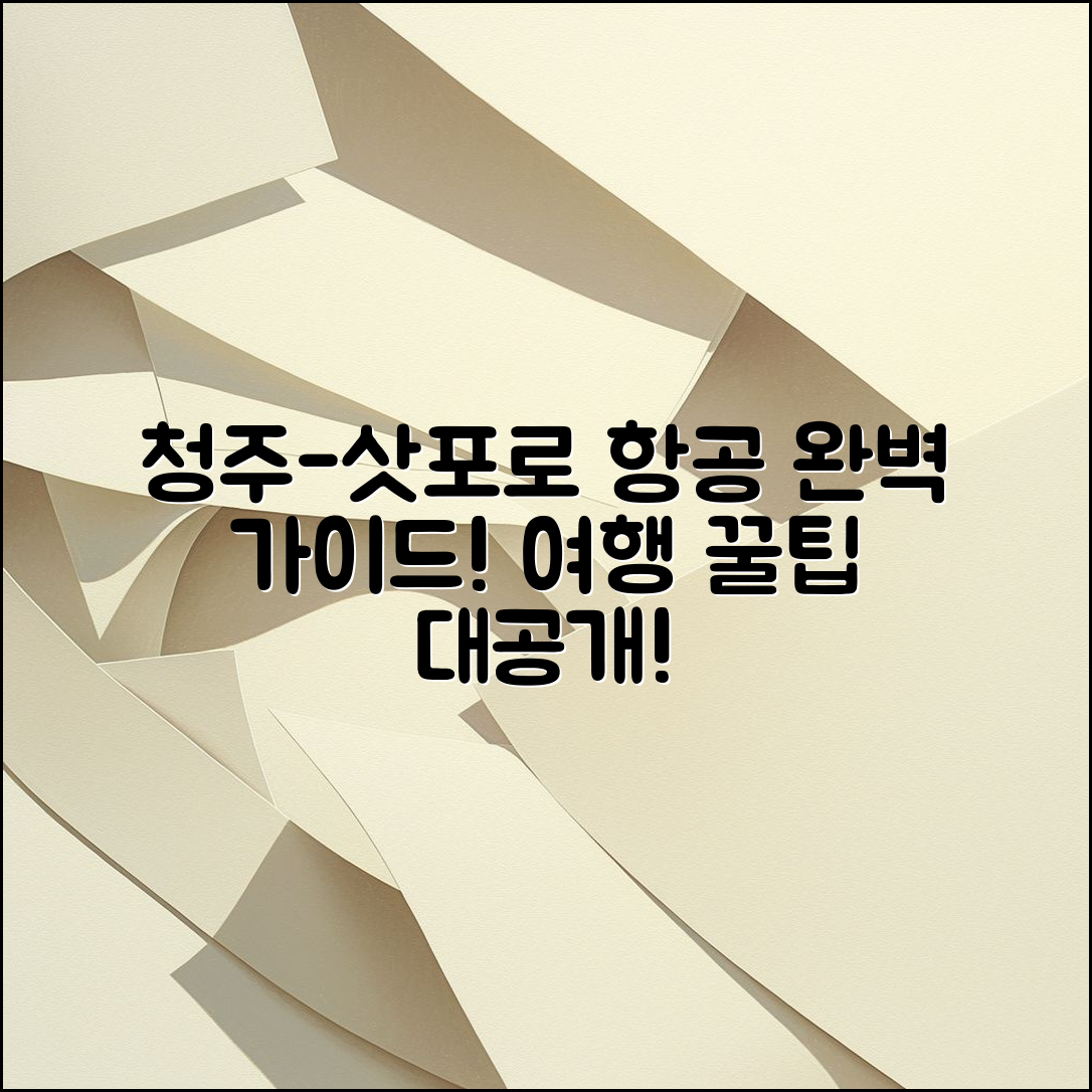 청주삿포로 항공 권 후기: 완벽 가이드